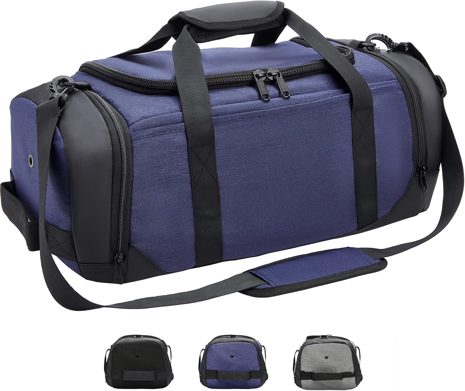 Sports Gym Bag, Travel Duffel Bag with Wet Pocket & Shoes Compartment for Men and Women, Water Risistant Sports Gym Duffel (Medium, Blue)