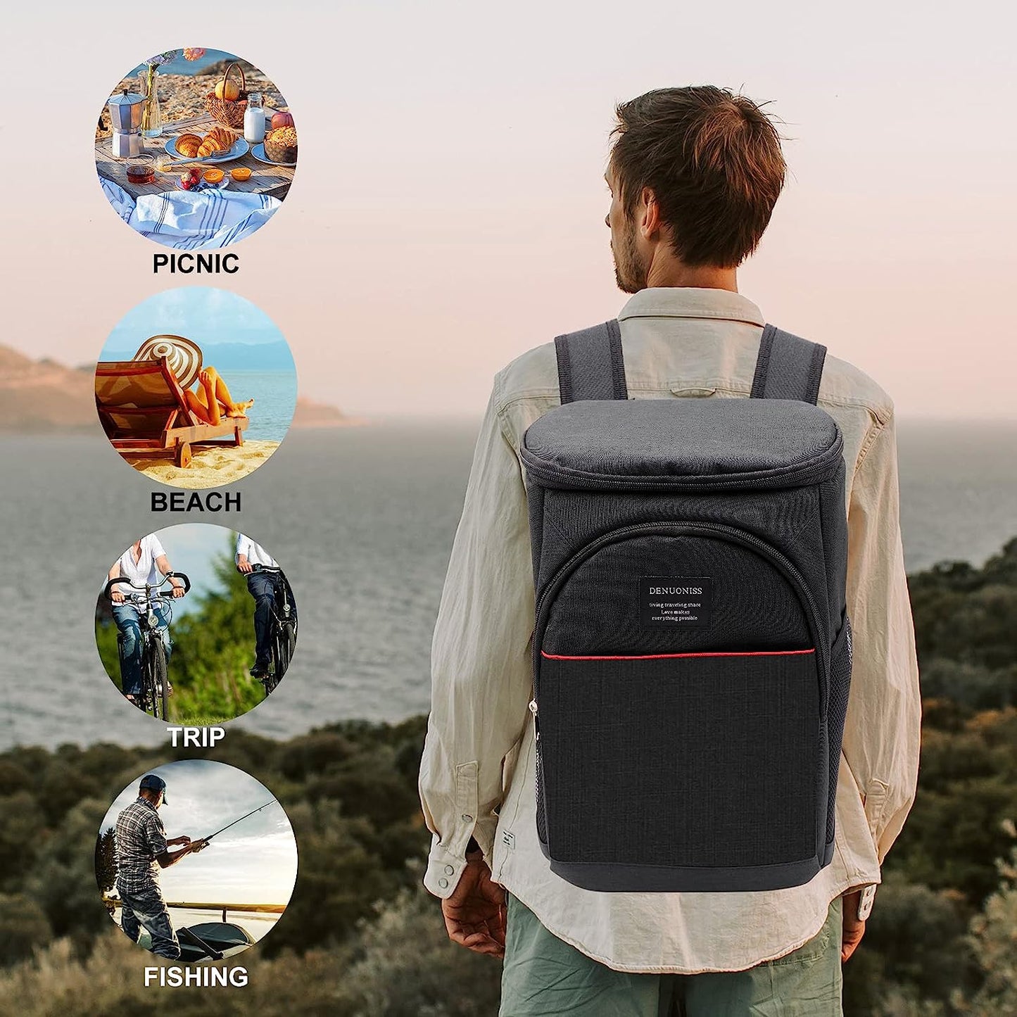 Backpack Cooler 18L Leakproof Insulated Cooler Backpack Large Capacity Lunch Backpack Cooler for Men Women to Picnics Camping