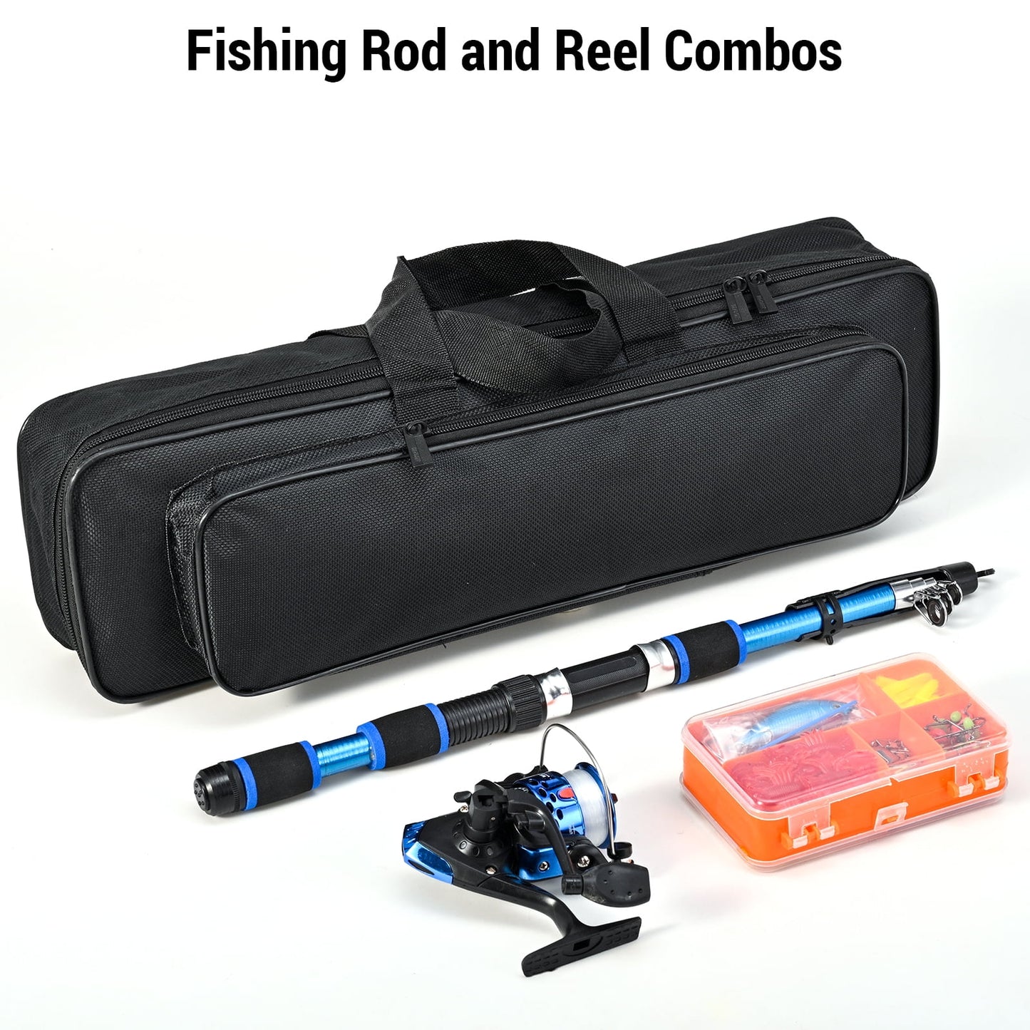 Fiberglass Portable 68 Inch Spinning Fishing Rod & Reel Combo Rod (Youth Adults)