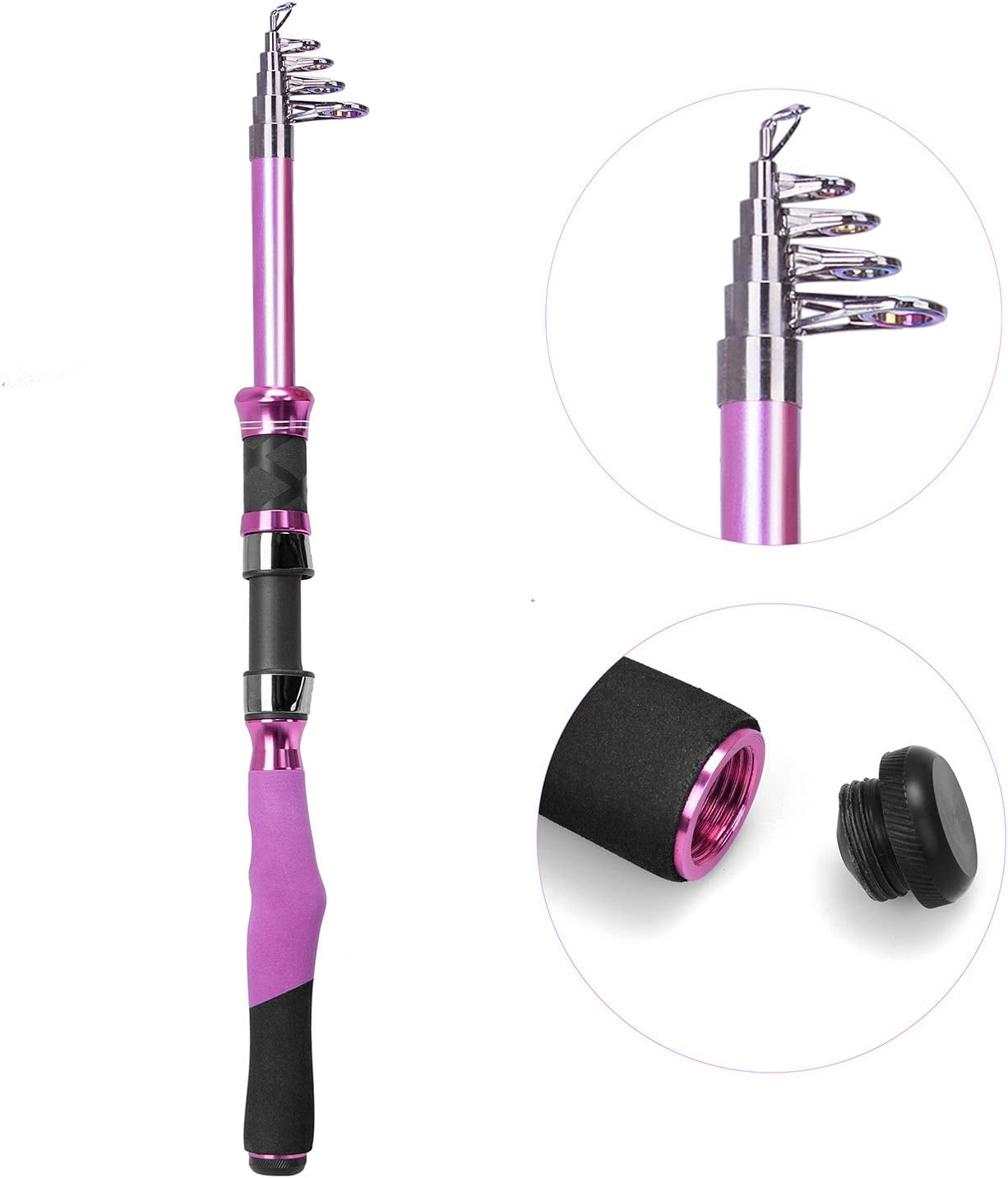 Ladies Telescopic Fishing Rod and Reel Combos,Spinning Fishing Pole Pink Designed for Ladies Fishing Girls Fishing Pole