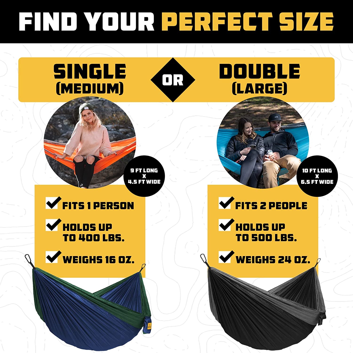 Hammock for Camping Hammocks Gear for the Outdoors Backpacking Survival or Travel - Portable Lightweight Parachute Nylon - up to 500Lbs