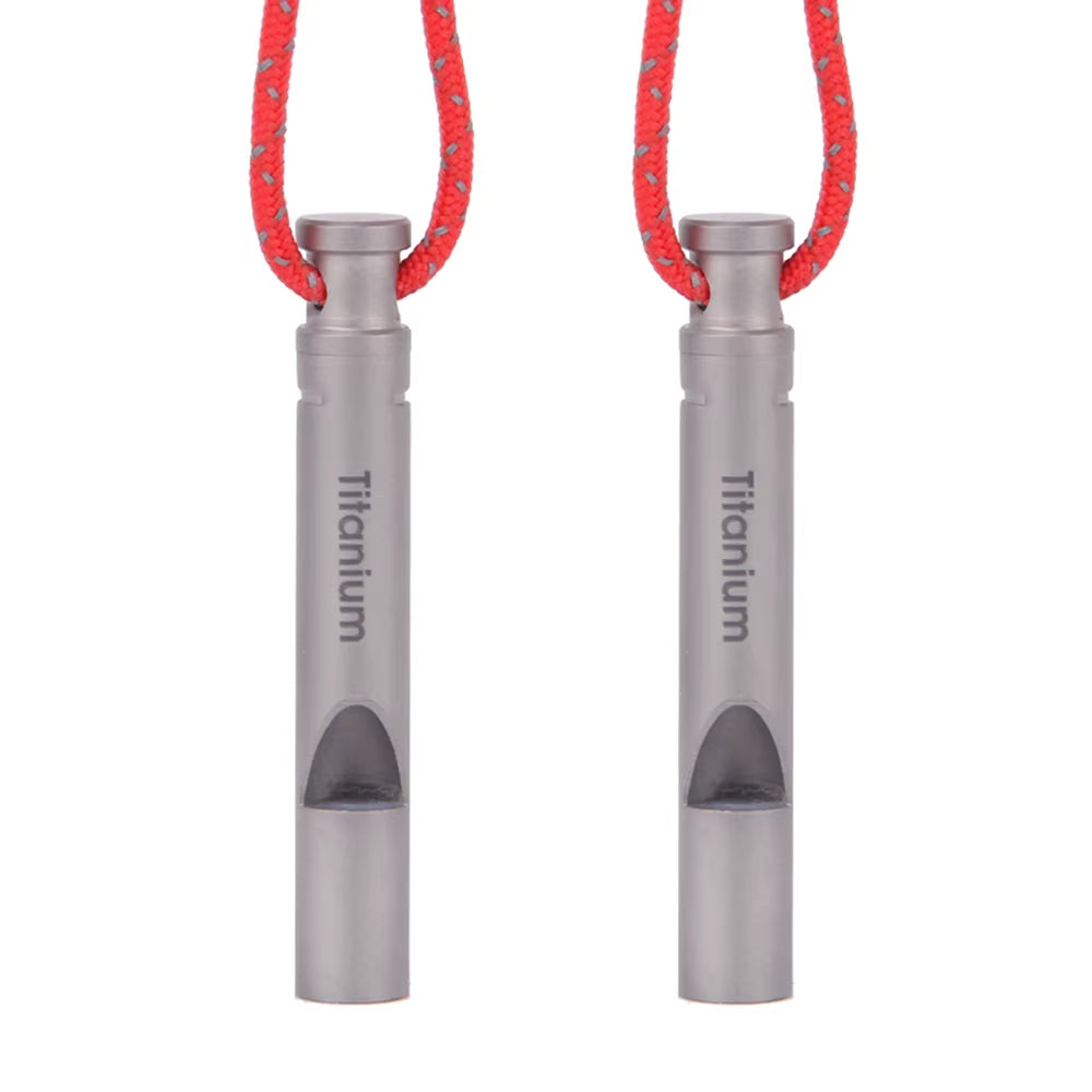 Outdoor Ultralight Titanium Emergency Whistle with Cord Outdoor Survival Camping Hiking Exploring