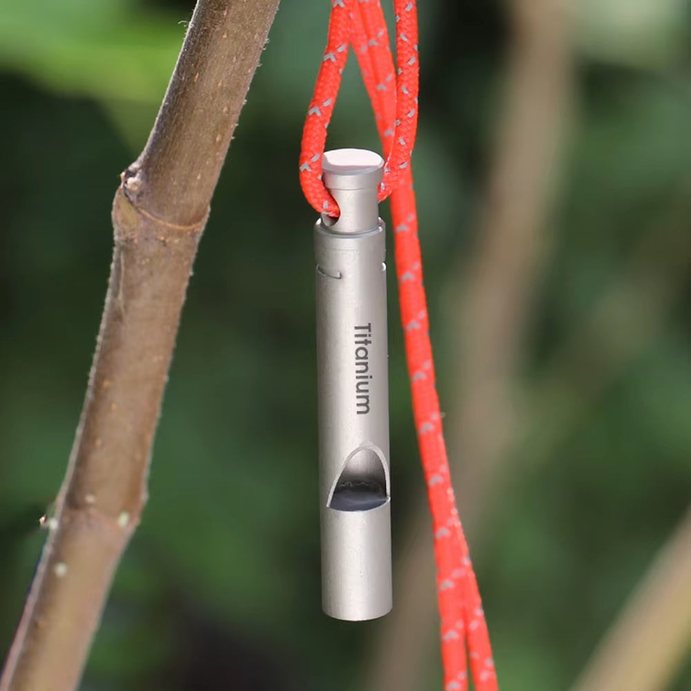 Outdoor Ultralight Titanium Emergency Whistle with Cord Outdoor Survival Camping Hiking Exploring