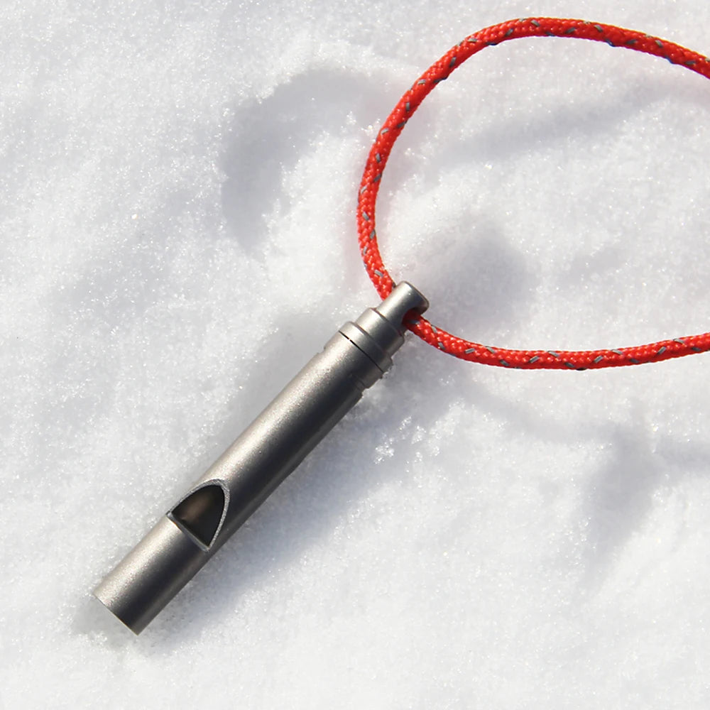 Outdoor Ultralight Titanium Emergency Whistle with Cord Outdoor Survival Camping Hiking Exploring