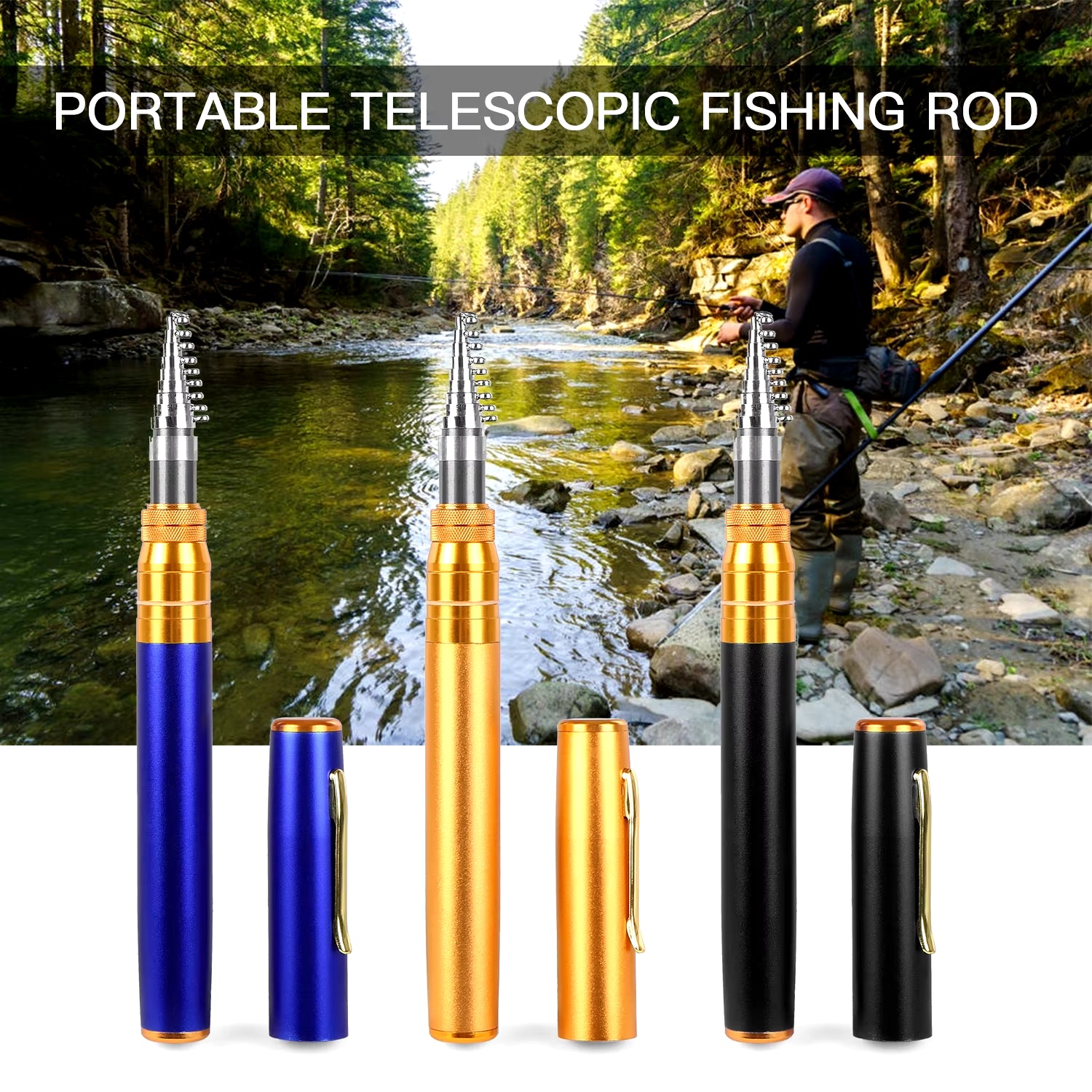 Outdoor Portable Mini Pen Fishing Rod Telescopic Pocket Pen Fishing Rod Mini Fishing Pole Fishing Accessories