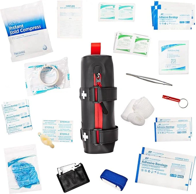 50-Pc Bike First Aid Kit Waterproof Bicycle Mounted Emergency Survival Kit