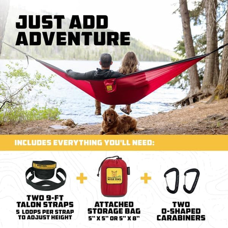 Hammock for Camping Hammocks Gear for the Outdoors Backpacking Survival or Travel - Portable Lightweight Parachute Nylon - up to 500Lbs