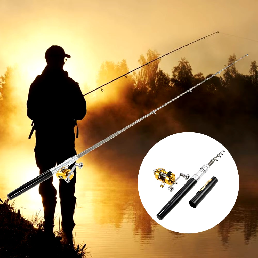 Outdoor Portable Mini Pen Fishing Rod Telescopic Pocket Pen Fishing Rod Mini Fishing Pole Fishing Accessories