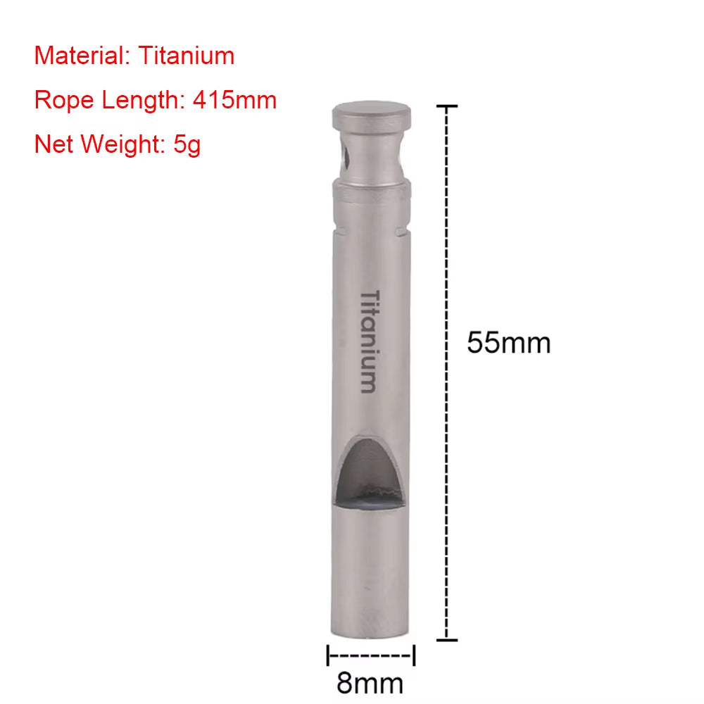 Outdoor Ultralight Titanium Emergency Whistle with Cord Outdoor Survival Camping Hiking Exploring